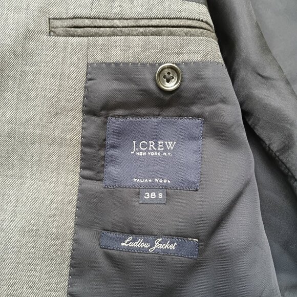 J.Crew Ludlow Gray Italian Wool Suit 38S 32x30 Tollegno 1900 Slim Fit 2-Piece - Picture 4 of 16